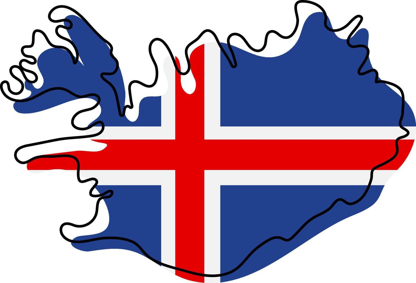 carte muette stylisée de l'islande avec l'icône du drapeau national. carte des couleurs du drapeau de l'illustration vectorielle de l'islande. vecteur