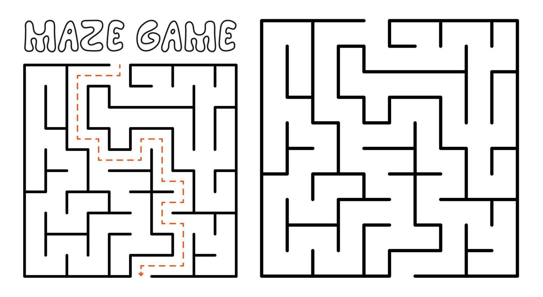 jeu de labyrinthe pour les enfants. puzzle labyrinthe avec solution vecteur