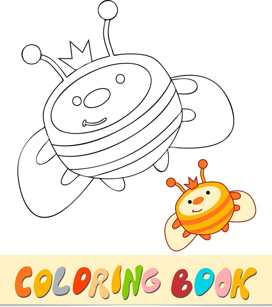 livre de coloriage ou page pour les enfants. illustration vectorielle abeille noir et blanc vecteur