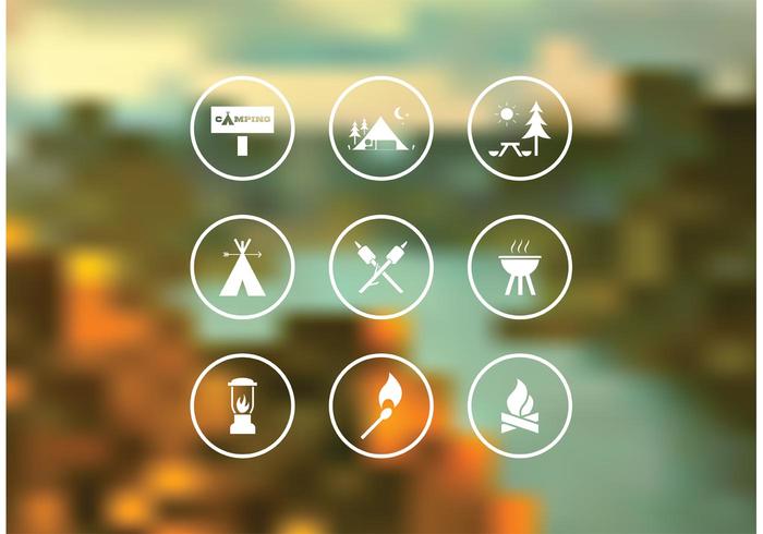 Ensemble gratuit d'icônes de camping vecteur
