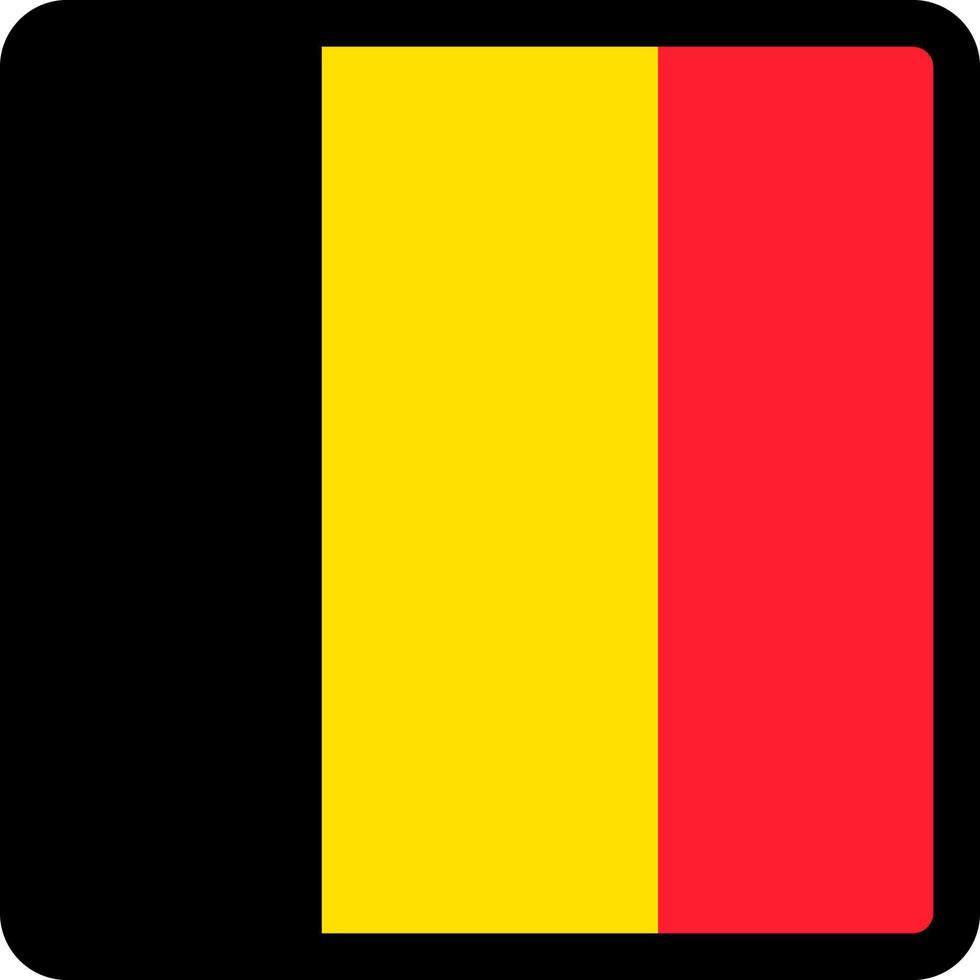 drapeau de la belgique en forme de carré avec contour contrasté, signe de communication sur les réseaux sociaux, patriotisme, un bouton pour changer de langue sur le site, une icône. vecteur