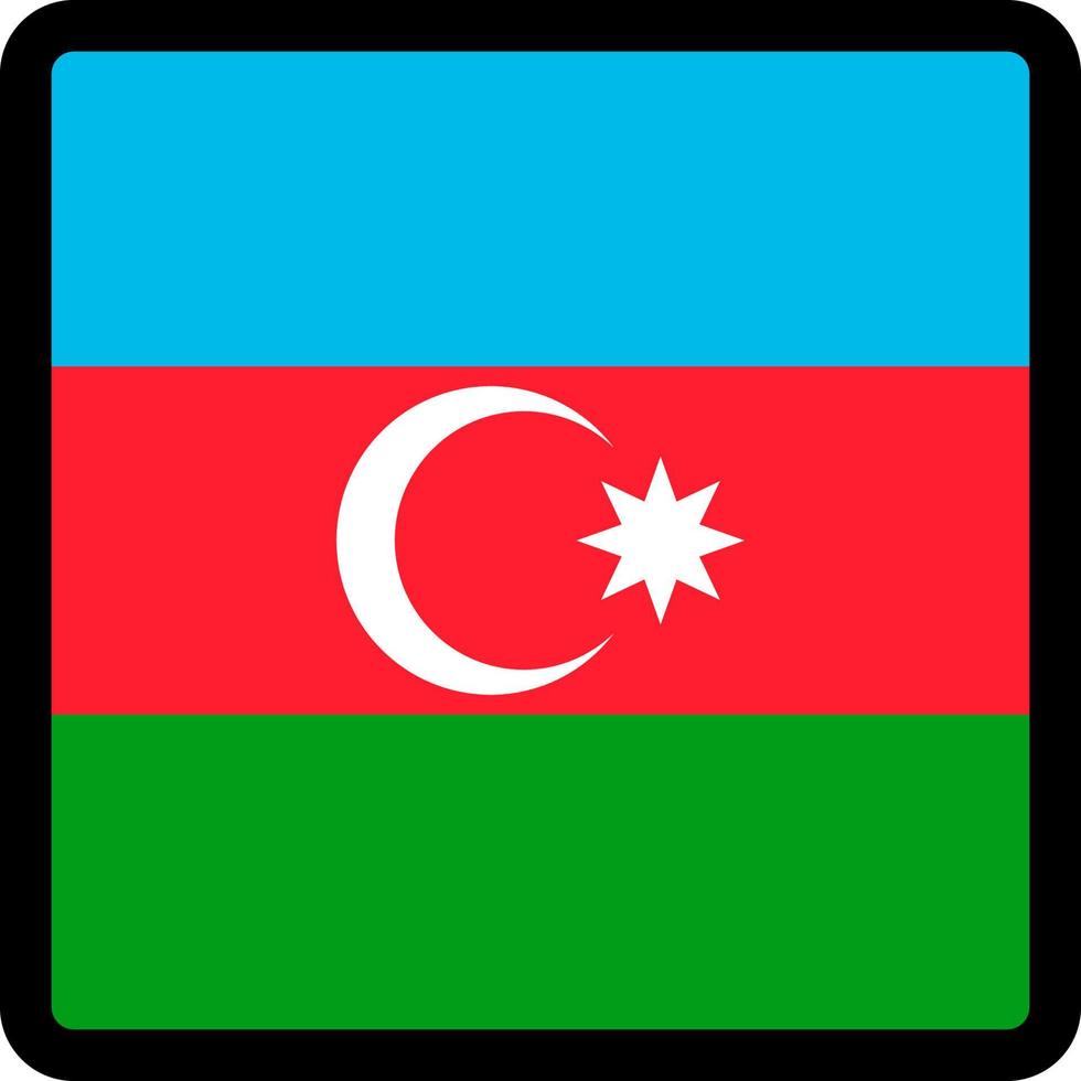 drapeau de l'Azerbaïdjan en forme de carré avec contour contrasté, signe de communication sur les réseaux sociaux, patriotisme, un bouton pour changer de langue sur le site, une icône. vecteur