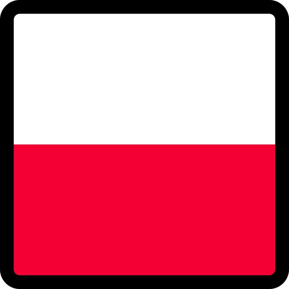 drapeau de la pologne en forme de carré avec contour contrasté, signe de communication sur les réseaux sociaux, patriotisme, un bouton pour changer de langue sur le site, une icône. vecteur