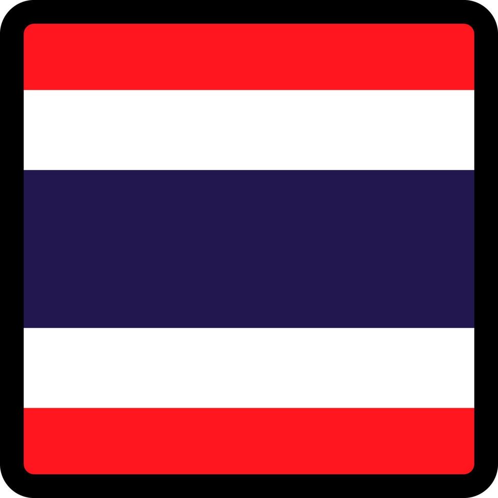 drapeau de la thaïlande en forme de carré avec contour contrasté, signe de communication sur les réseaux sociaux, patriotisme, un bouton pour changer de langue sur le site, une icône. vecteur