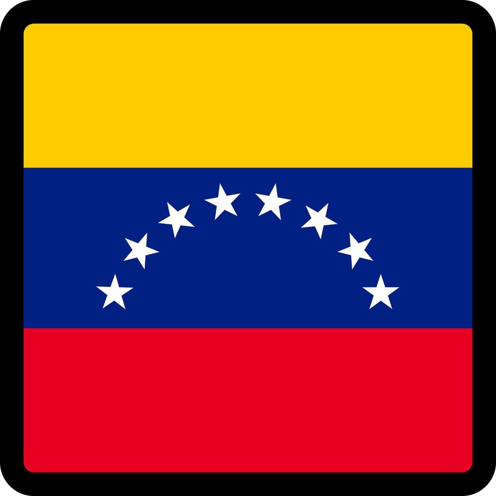 drapeau du venezuela en forme de carré avec contour contrasté, signe de communication sur les réseaux sociaux, patriotisme, un bouton pour changer de langue sur le site, une icône. vecteur