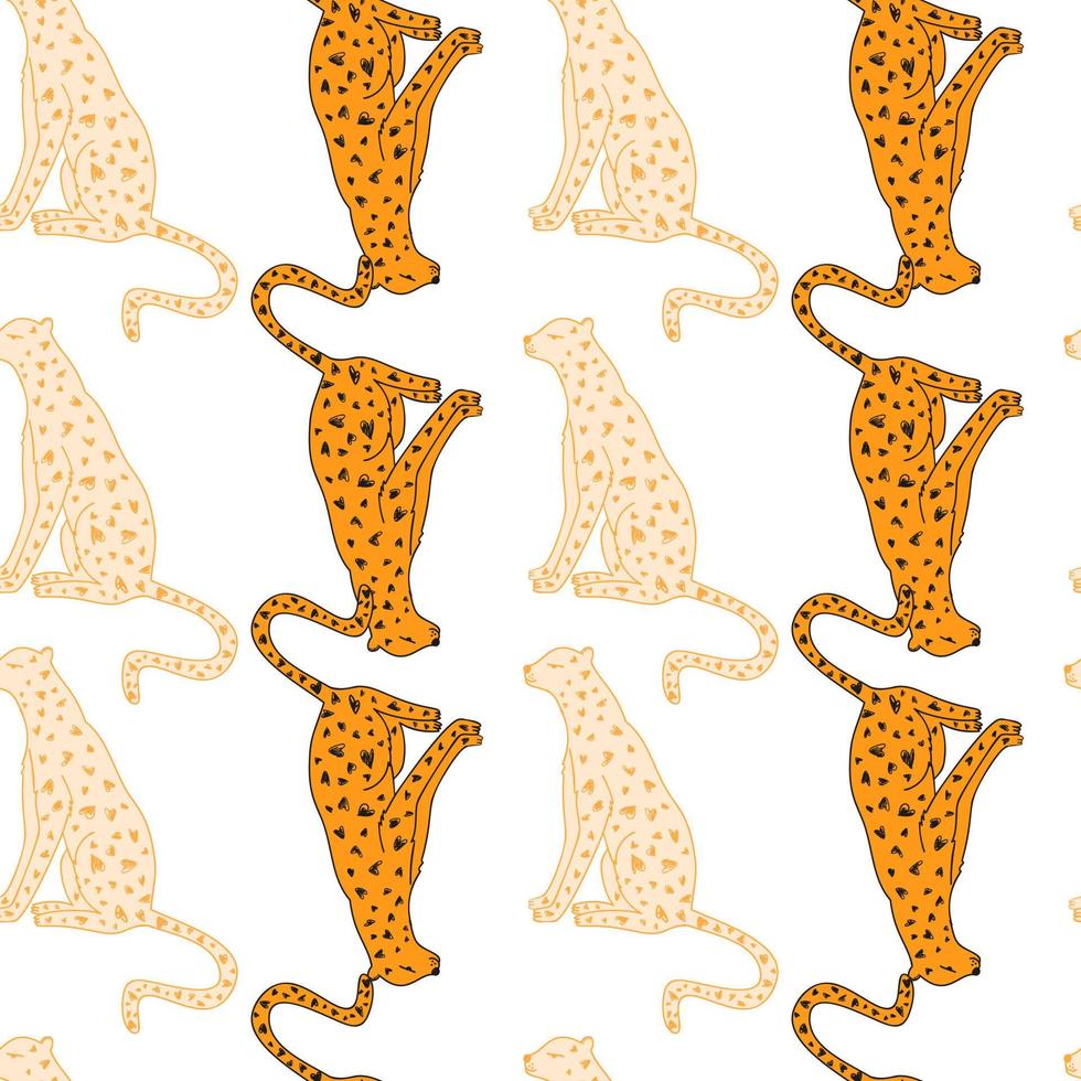 doodle modèle sans couture de guépard. fond d'écran sans fin de léopard mignon dessiné à la main. fond d'animaux sauvages. vecteur