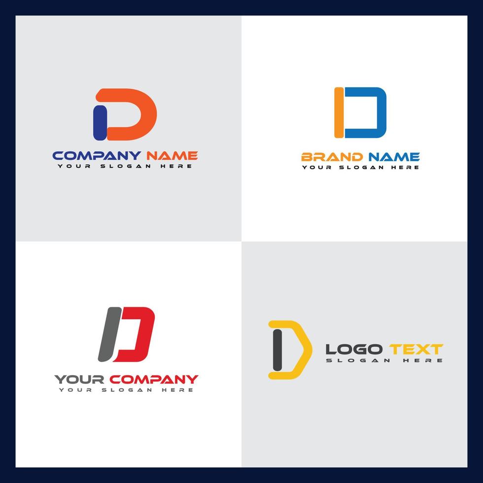 icône abstraite alphabet d lettre logo design ensemble, icône d'identité de l'entreprise, modèle de marque d'entreprise vecteur
