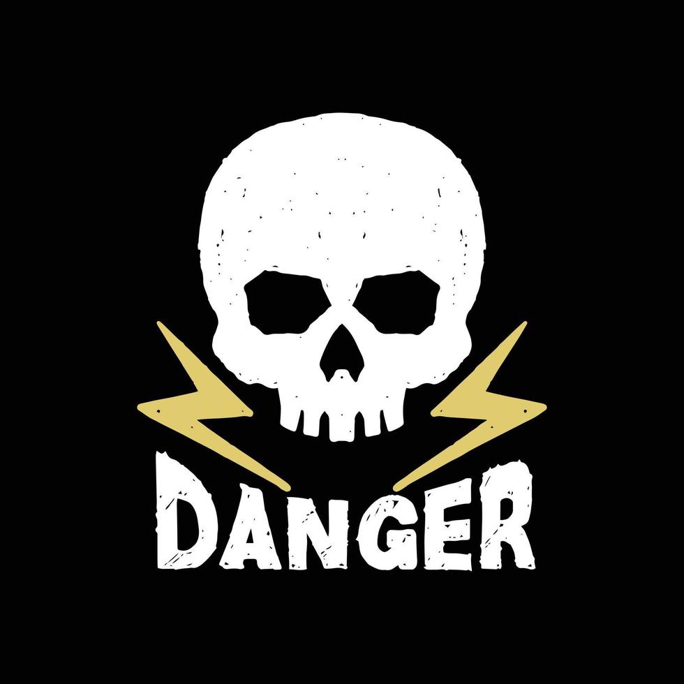 illustration colorée de doodle de crâne de danger pour la conception de t-shirt d'affiche de tatouage d'autocollant etc. vecteur