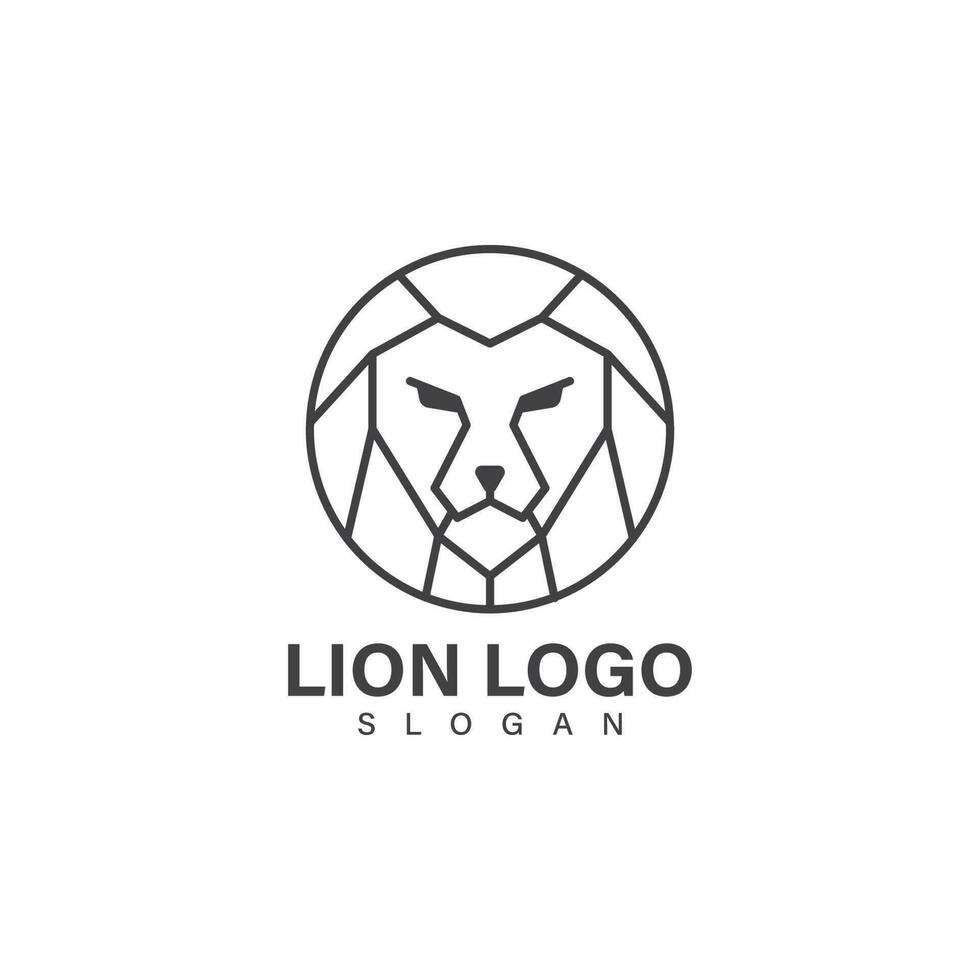 vecteur de conception de logo de cercle de tête de lion