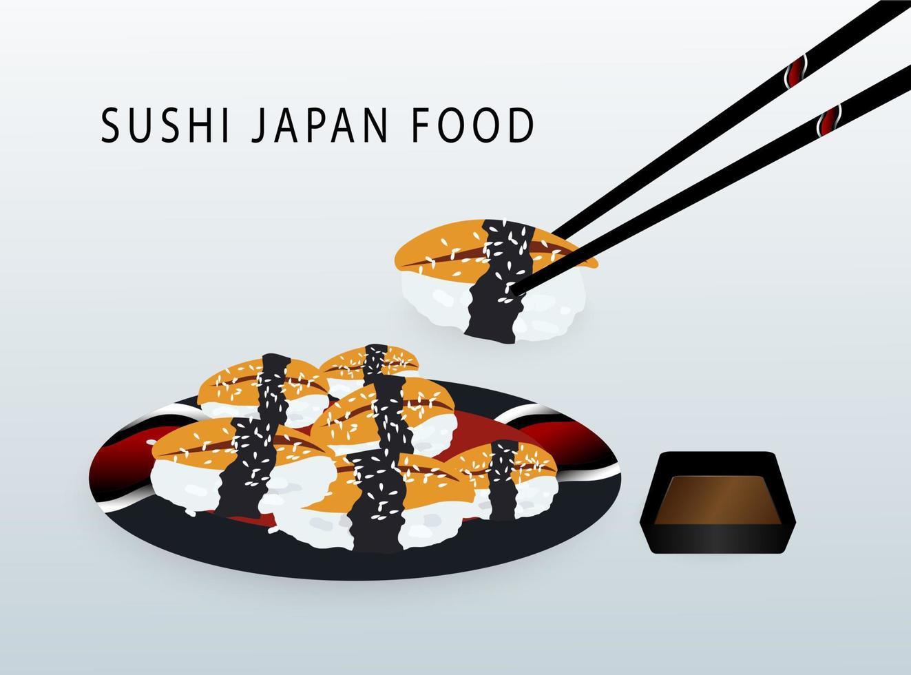 sushi en plat vecteur de cuisine japonaise pour la tradition au japon