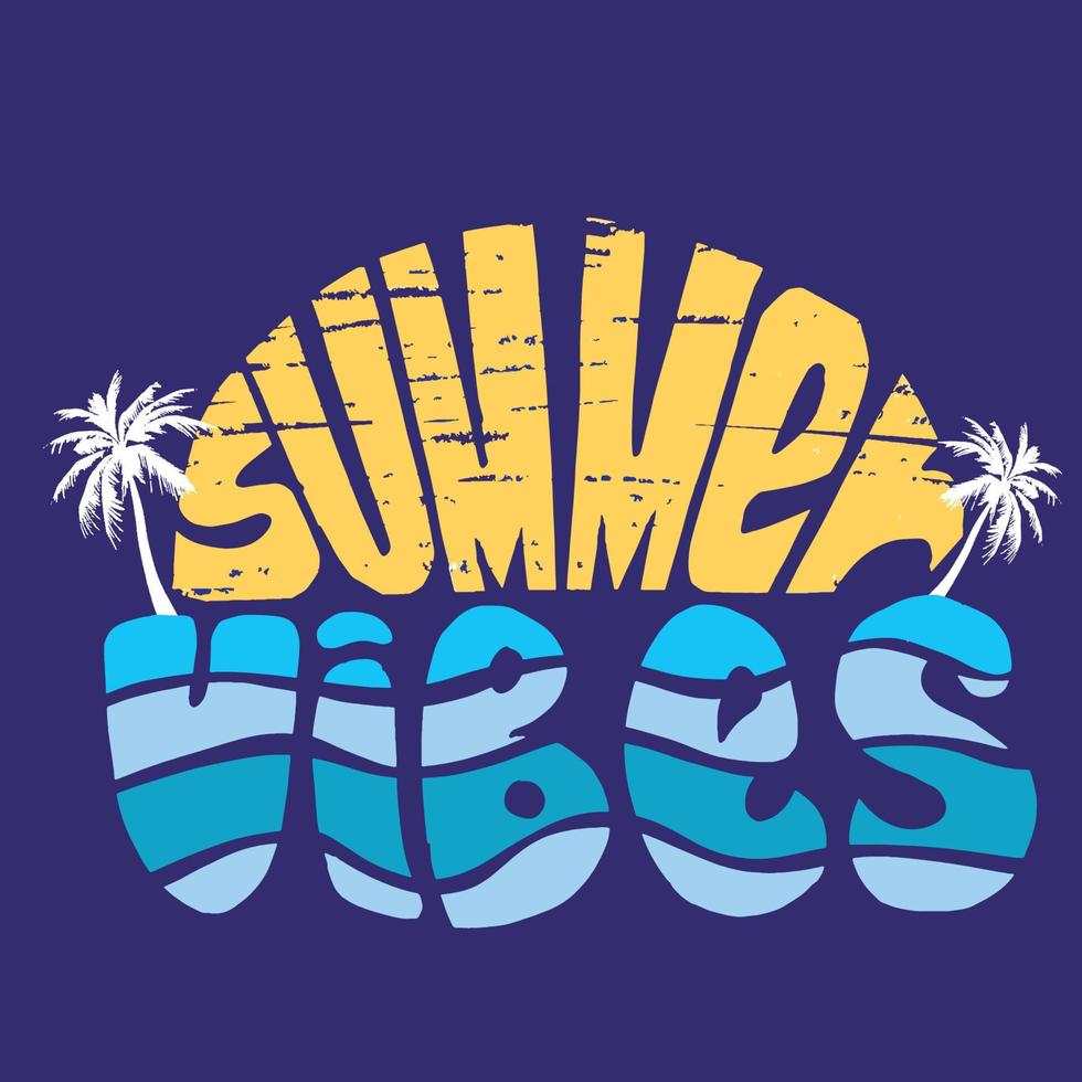 logo coloré de vibes d'été avec fond sombre vecteur