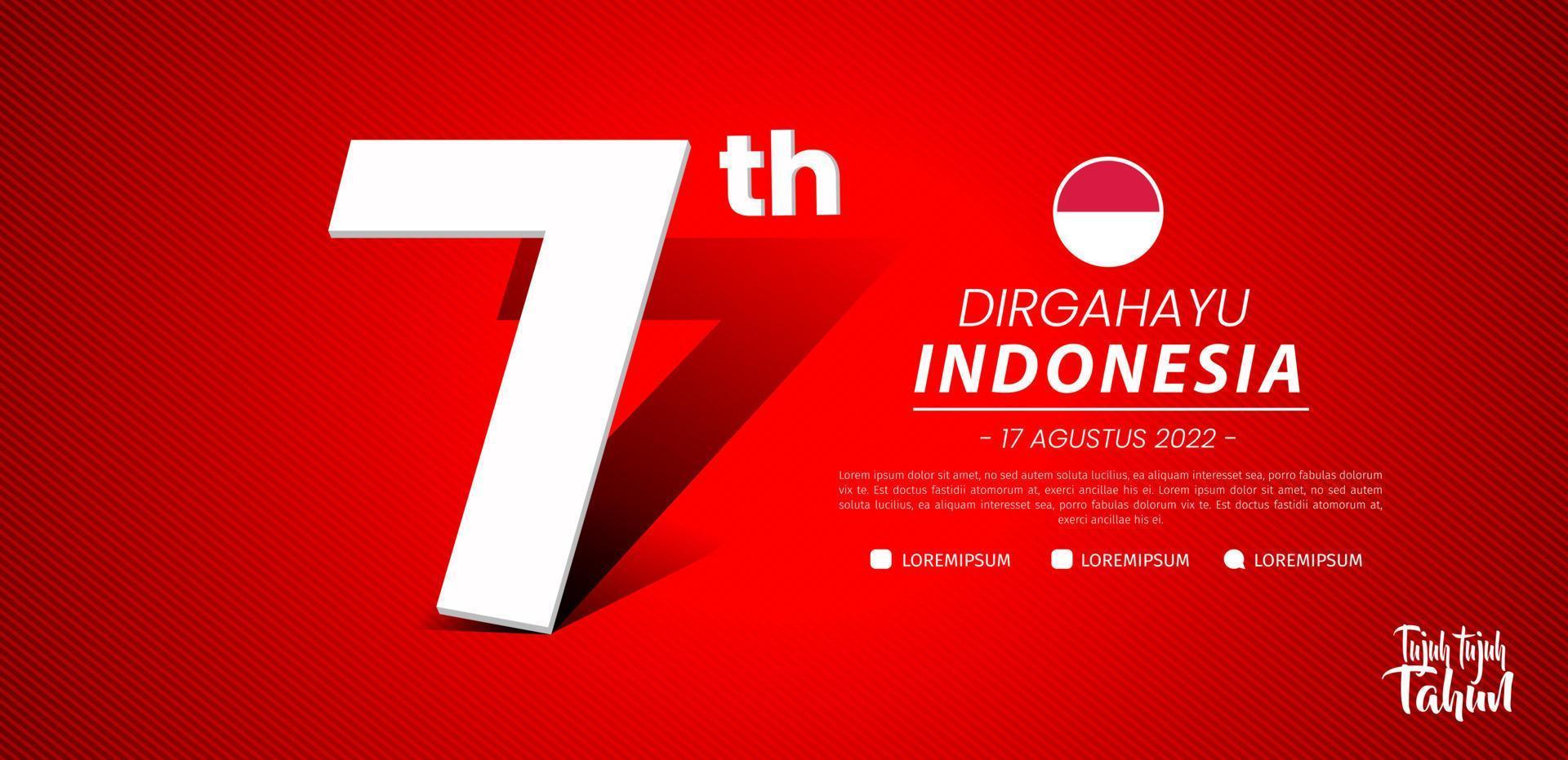 77 ans, anniversaire de l'indépendance de la république indonésienne. conception de modèle d'affiche d'illustration vecteur
