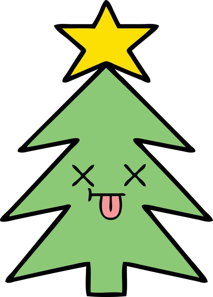 arbre de noël de dessin animé mignon vecteur