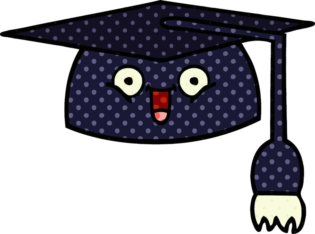chapeau de graduation de dessin animé de style bande dessinée vecteur