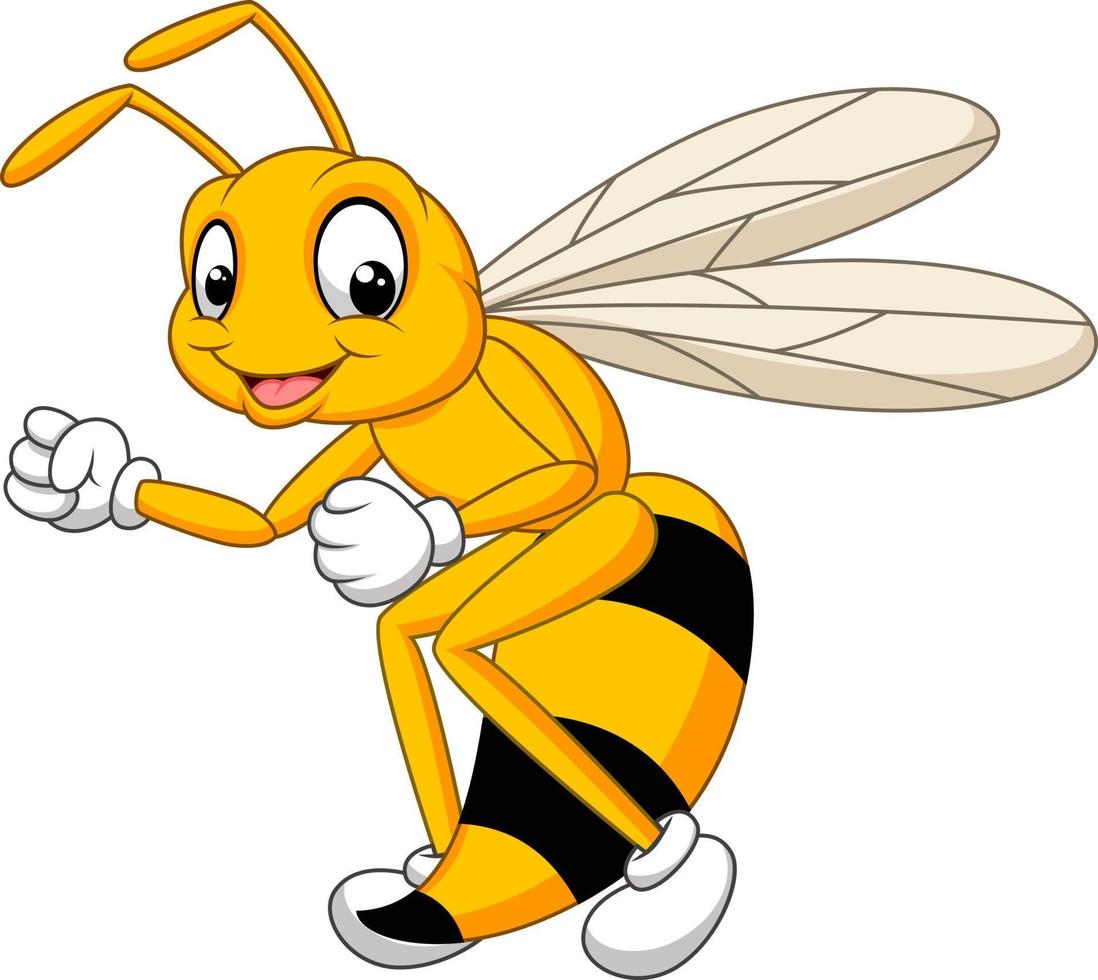 frelon abeille dessin animé isolé sur fond blanc vecteur