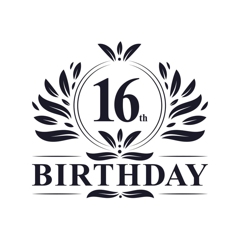 Logo du 16e anniversaire, anniversaire de 16 ans. vecteur