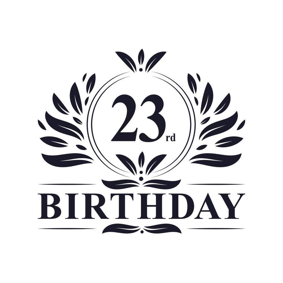 Logo d'anniversaire de 23 ans, célébration du 23e anniversaire. vecteur