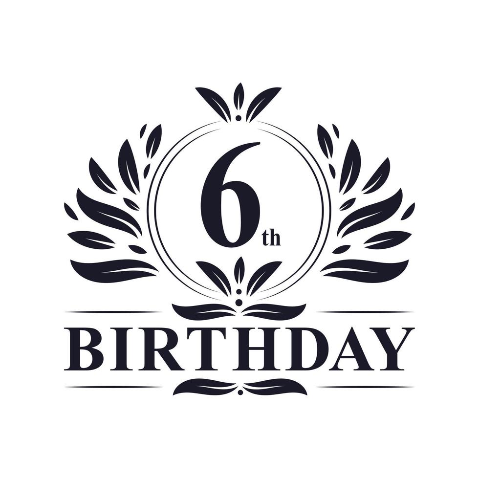 Logo d'anniversaire de 6 ans, célébration du 6e anniversaire. vecteur