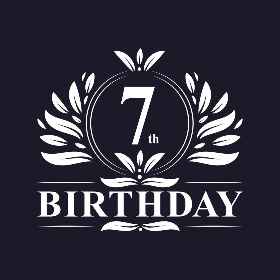Logo d'anniversaire de 7 ans, célébration du 7e anniversaire. vecteur