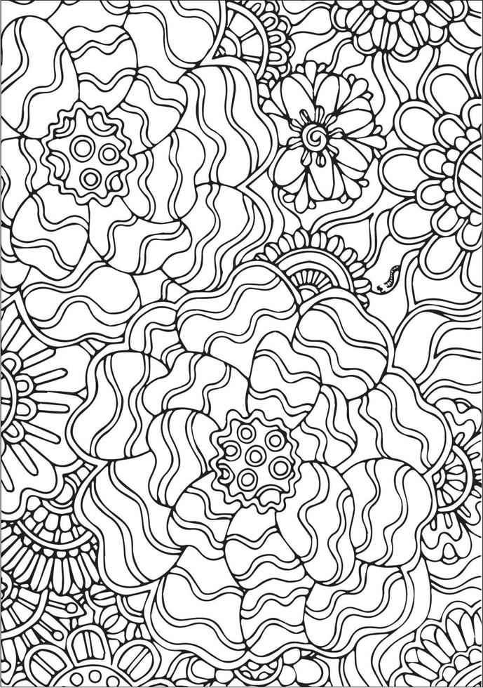 fond de page de coloriage de conception de fleurs vecteur