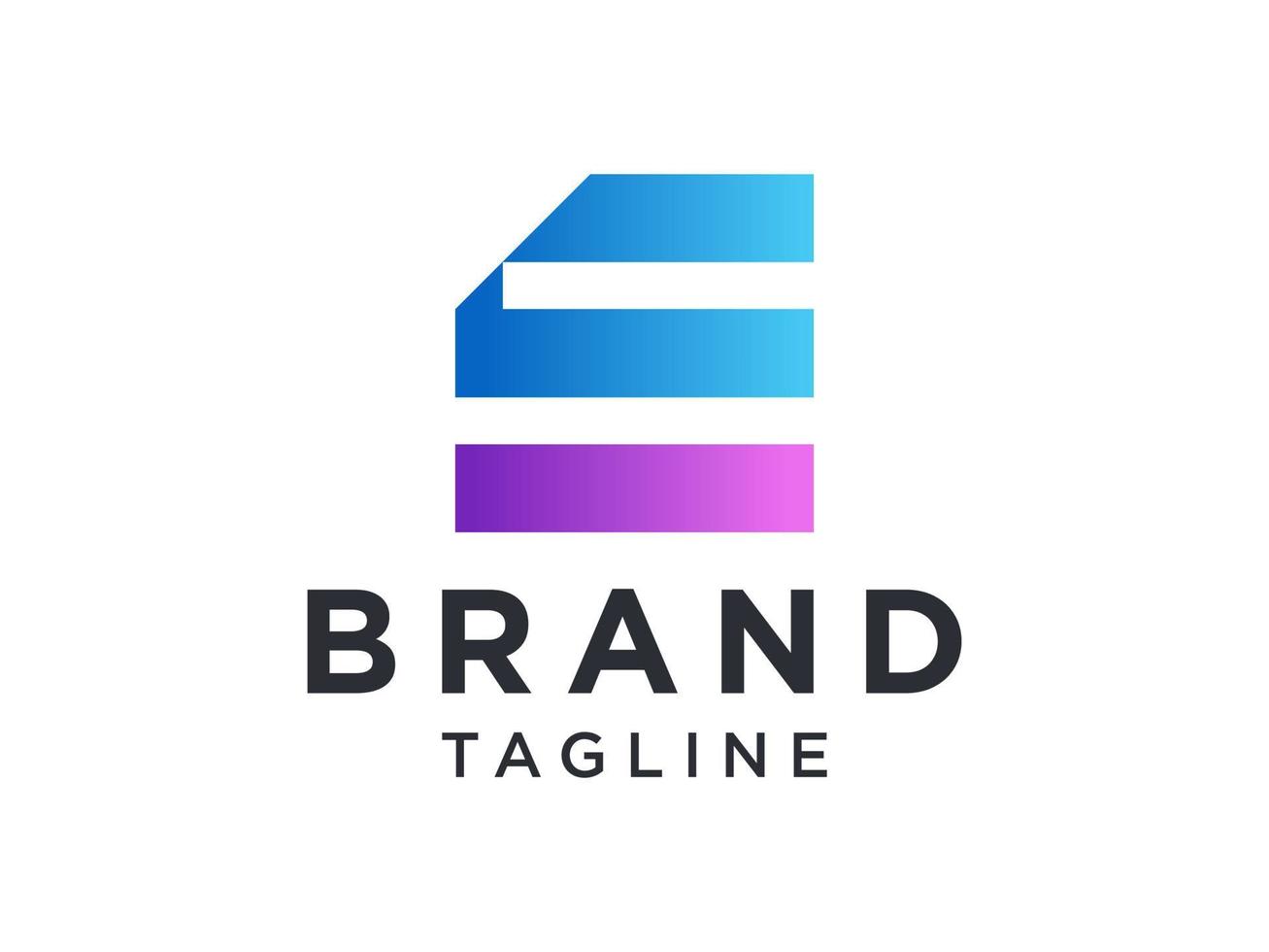 lettre initiale e logo. style origami de lettre liée bleu isolé sur fond blanc. utilisable pour les logos d'entreprise et de marque. élément de modèle de conception de logo vectoriel plat.