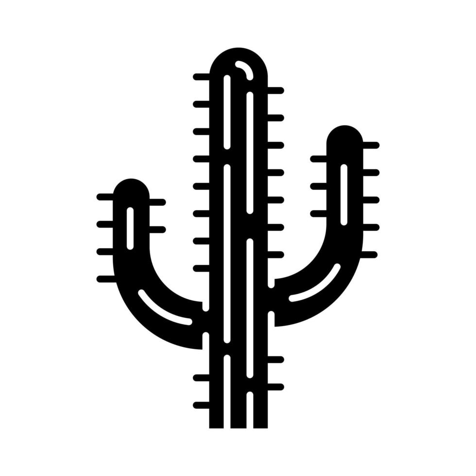 icône de glyphe de cactus saguaro. Fleur sauvage de l'état de l'arizona. cactus tequila mexicain. plante tropicale américaine. symbole de la silhouette. espace négatif. illustration vectorielle isolée vecteur