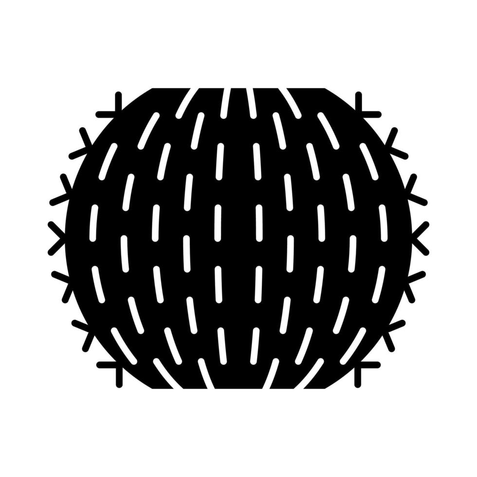 icône de glyphe de cactus baril. echinocactus et ferocactus. cactus en forme de tonneau. flore amérindienne. symbole de la silhouette. espace négatif. illustration vectorielle isolée vecteur