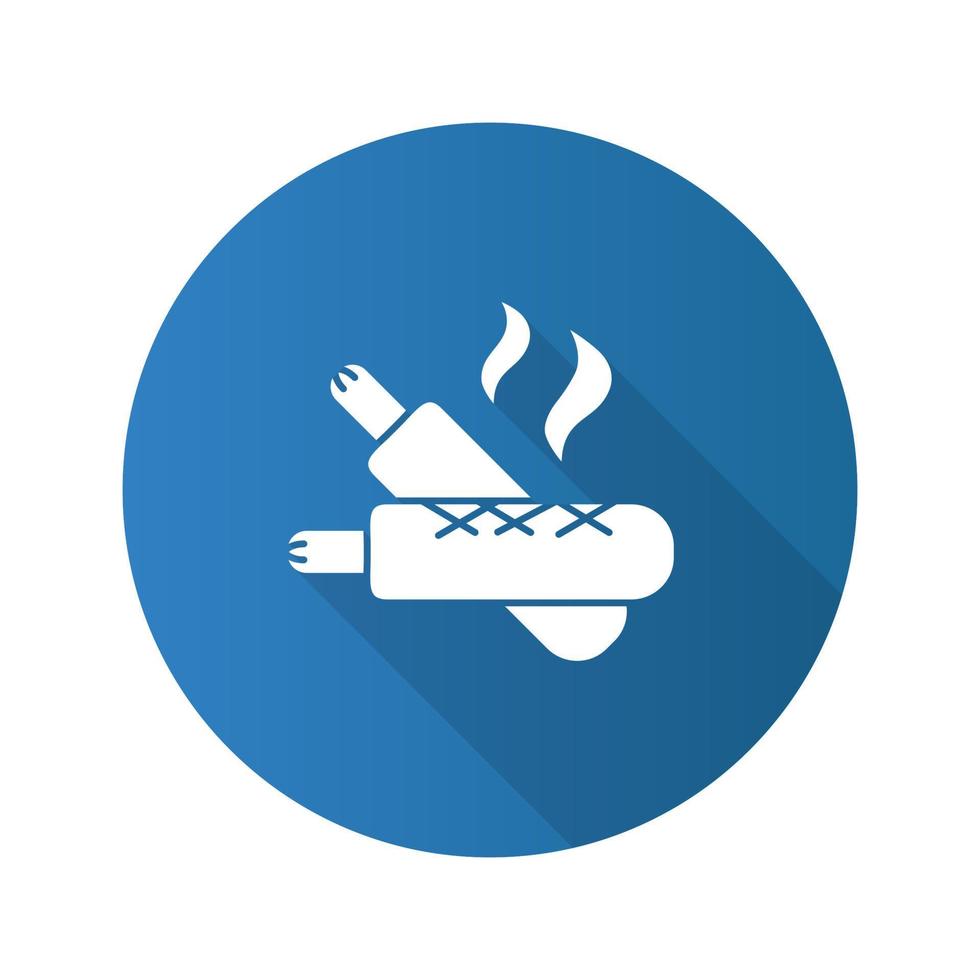 icône de glyphe d'ombre longue à motif plat de hot-dogs français. saucisses en pâte. illustration vectorielle silhouette vecteur