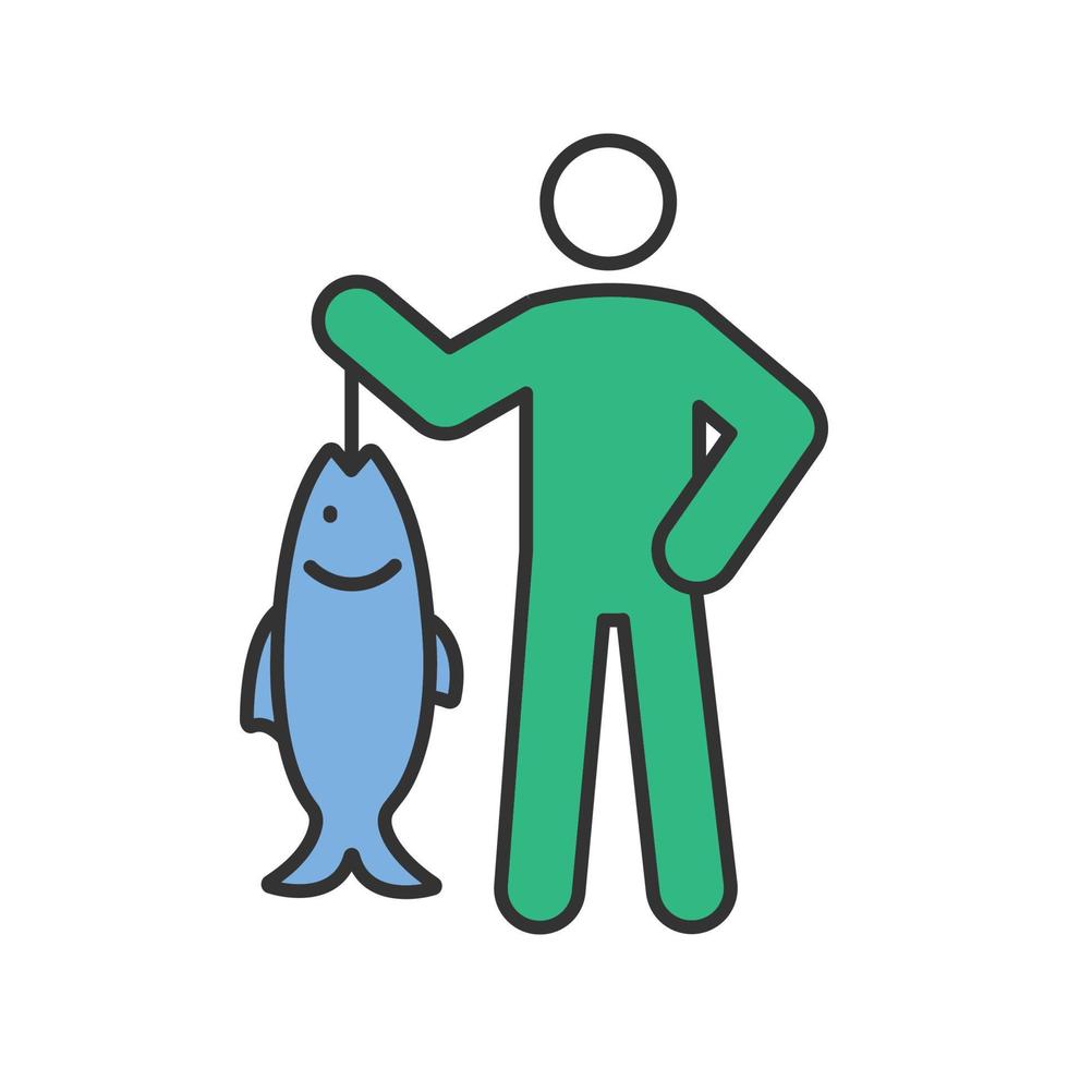 icône de couleur de pêcheur. prise de poisson. illustration vectorielle isolée vecteur