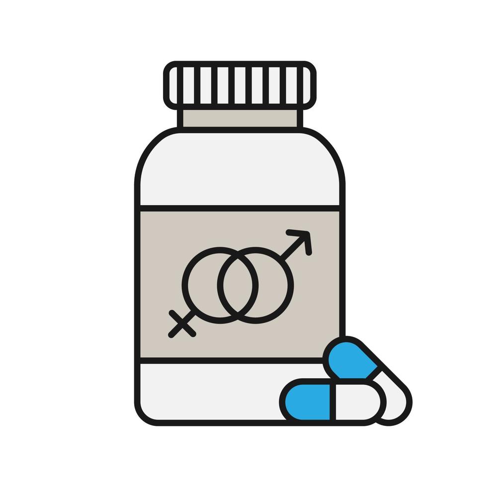 pilules sexuelles pour icône de couleur hommes et femmes. illustration vectorielle isolée vecteur