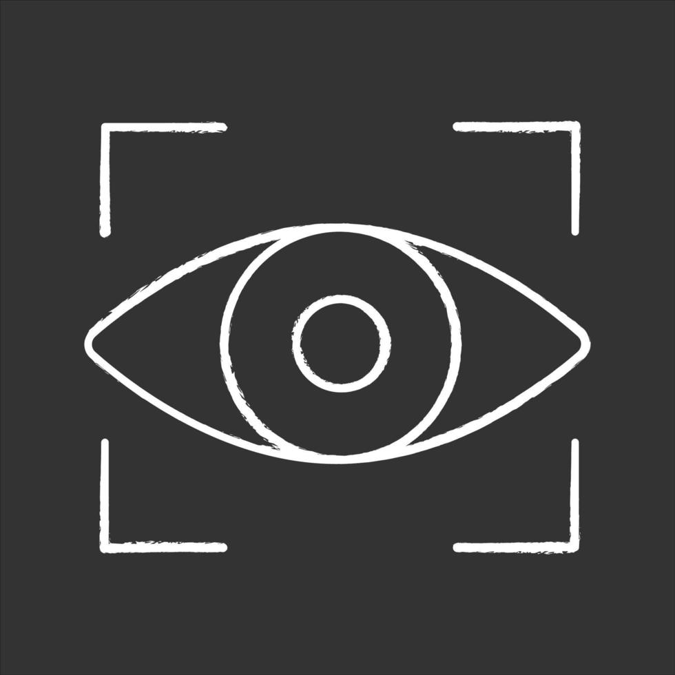 icône de craie de balayage de la rétine. reconnaissance de l'iris. balayage des yeux. identification biométrique. reconnaissance optique. illustrations de tableau de vecteur isolé