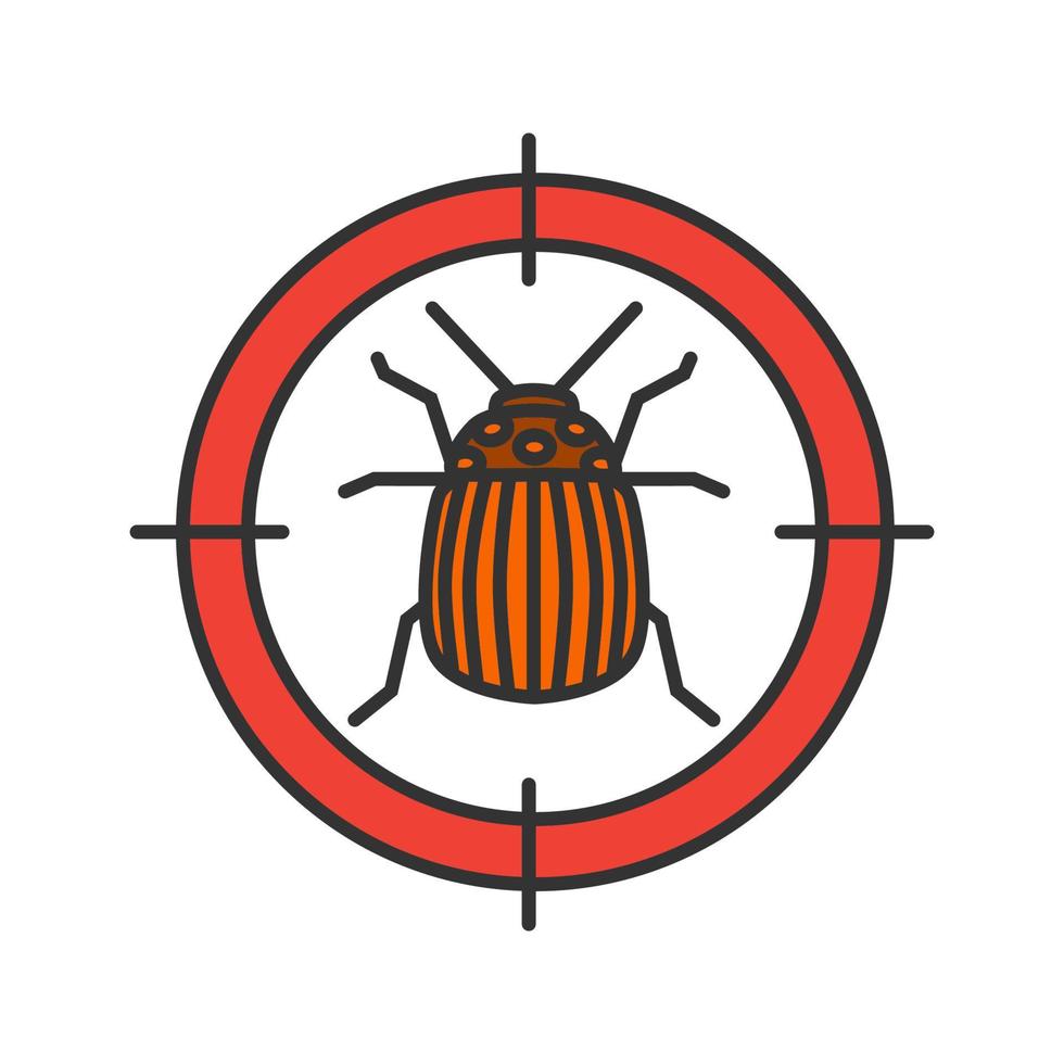 icône de couleur cible du doryphore. insectifuge de la pomme de terre. antiparasitaire. illustration vectorielle isolée vecteur