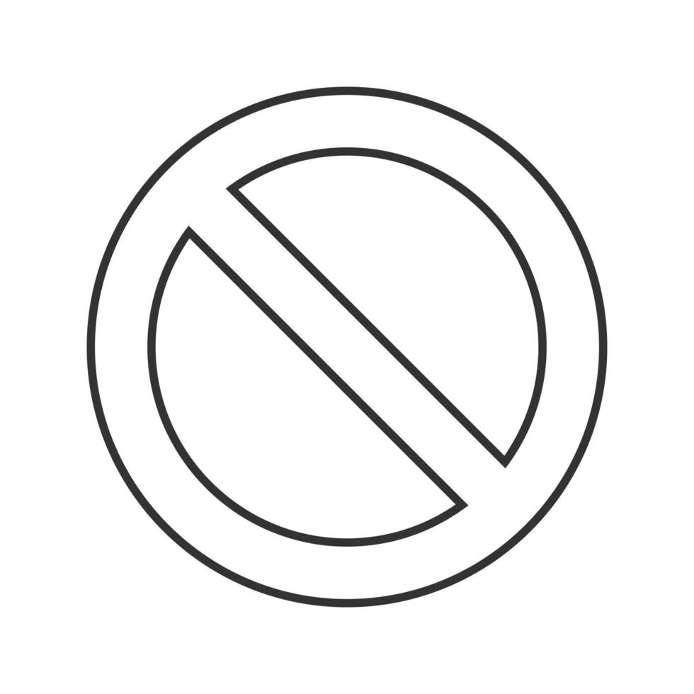 icône linéaire du cercle d'interdiction. panneau routier interdit. illustration de la ligne mince. arrêter le symbole de contour. dessin de contour isolé de vecteur