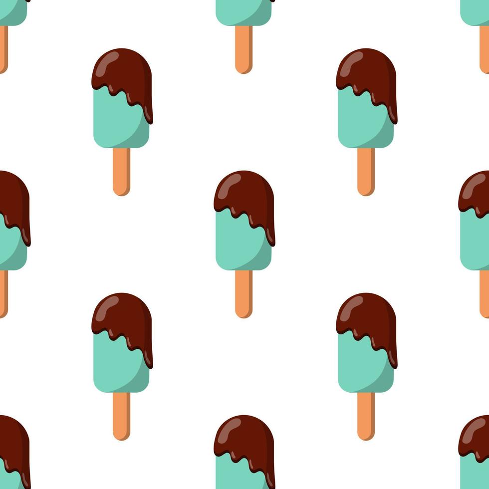 crème glacée bleue à motif sans couture sur un bâton de popsicle avec glaçage au chocolat. illustration vectorielle sur fond blanc vecteur