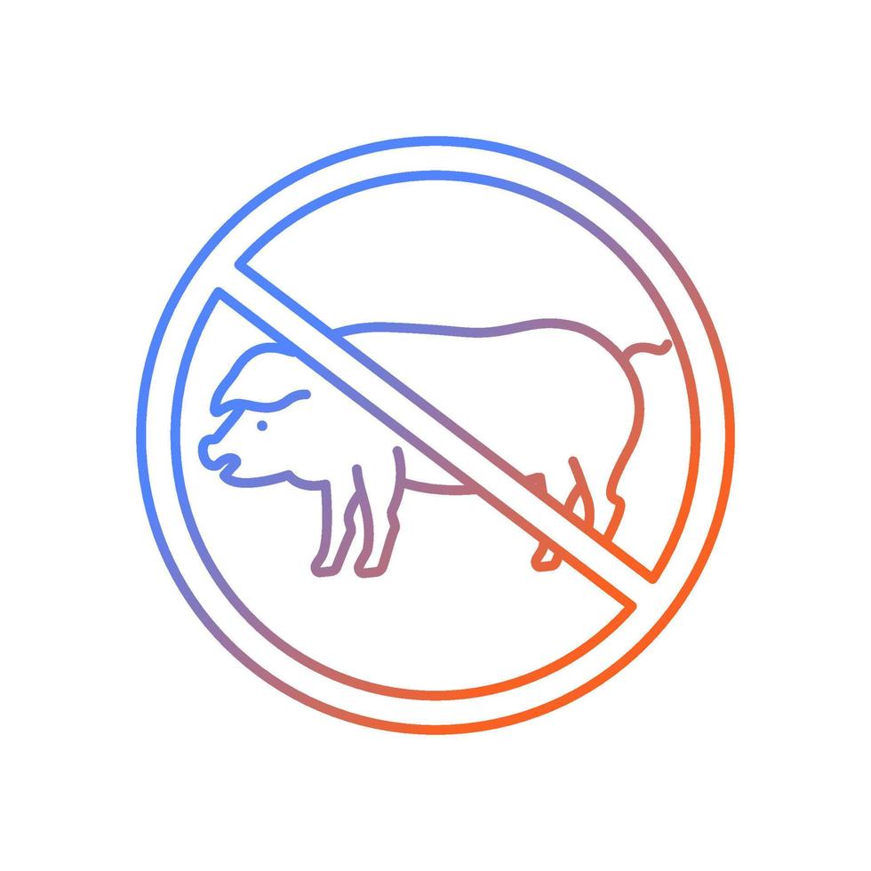 s'abstenir de l'icône de vecteur linéaire de gradient de consommation de viande. éviter la surconsommation. rejeter les produits animaux. symbole de couleur de ligne mince. pictogramme de style moderne. dessin de contour isolé de vecteur