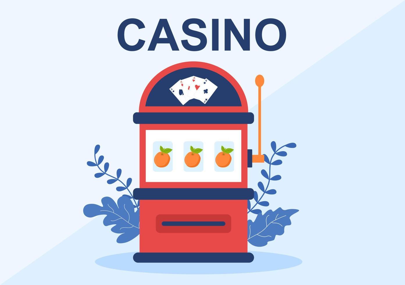 illustration de dessin animé de casino avec boutons, machine à sous, roulette, jetons de poker et cartes à jouer pour la conception de style de jeu vecteur