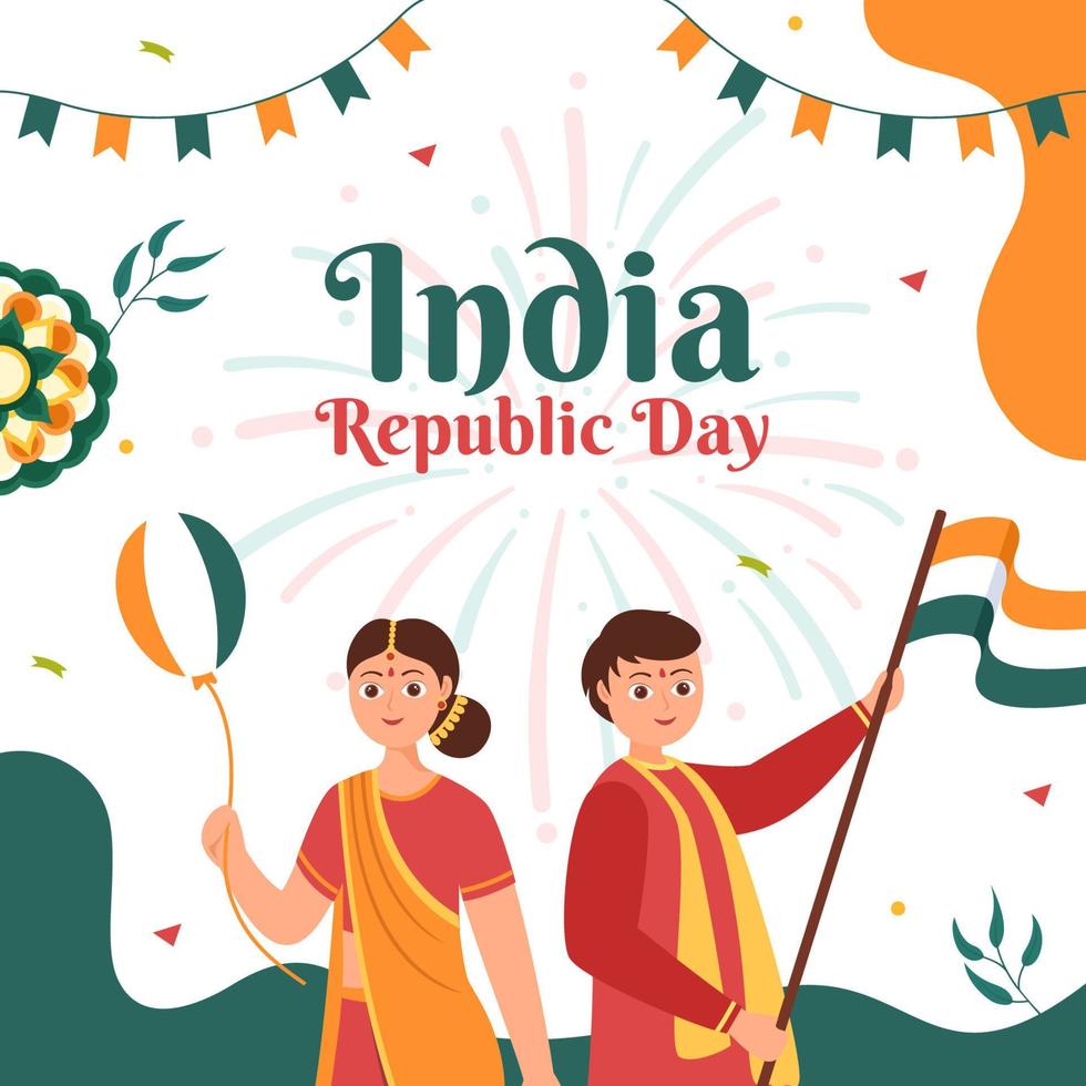 modèle de médias sociaux de la fête de l'indépendance indienne illustration vectorielle de dessin animé plat fond vecteur