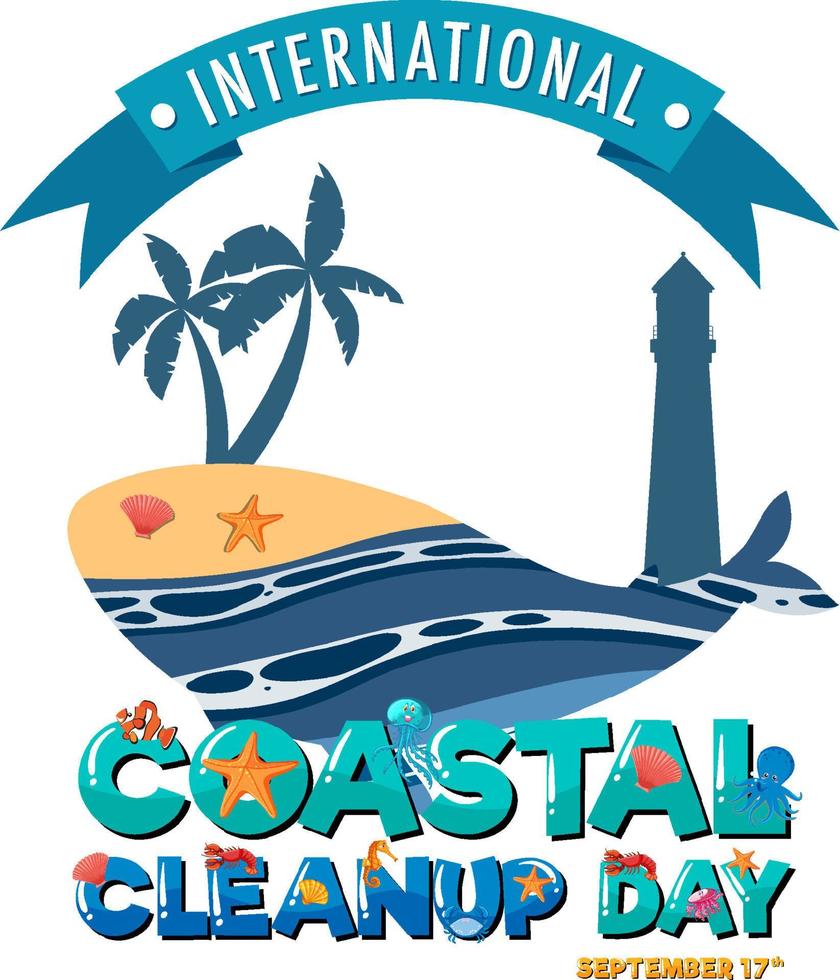 bannière de la journée internationale de nettoyage des côtes vecteur