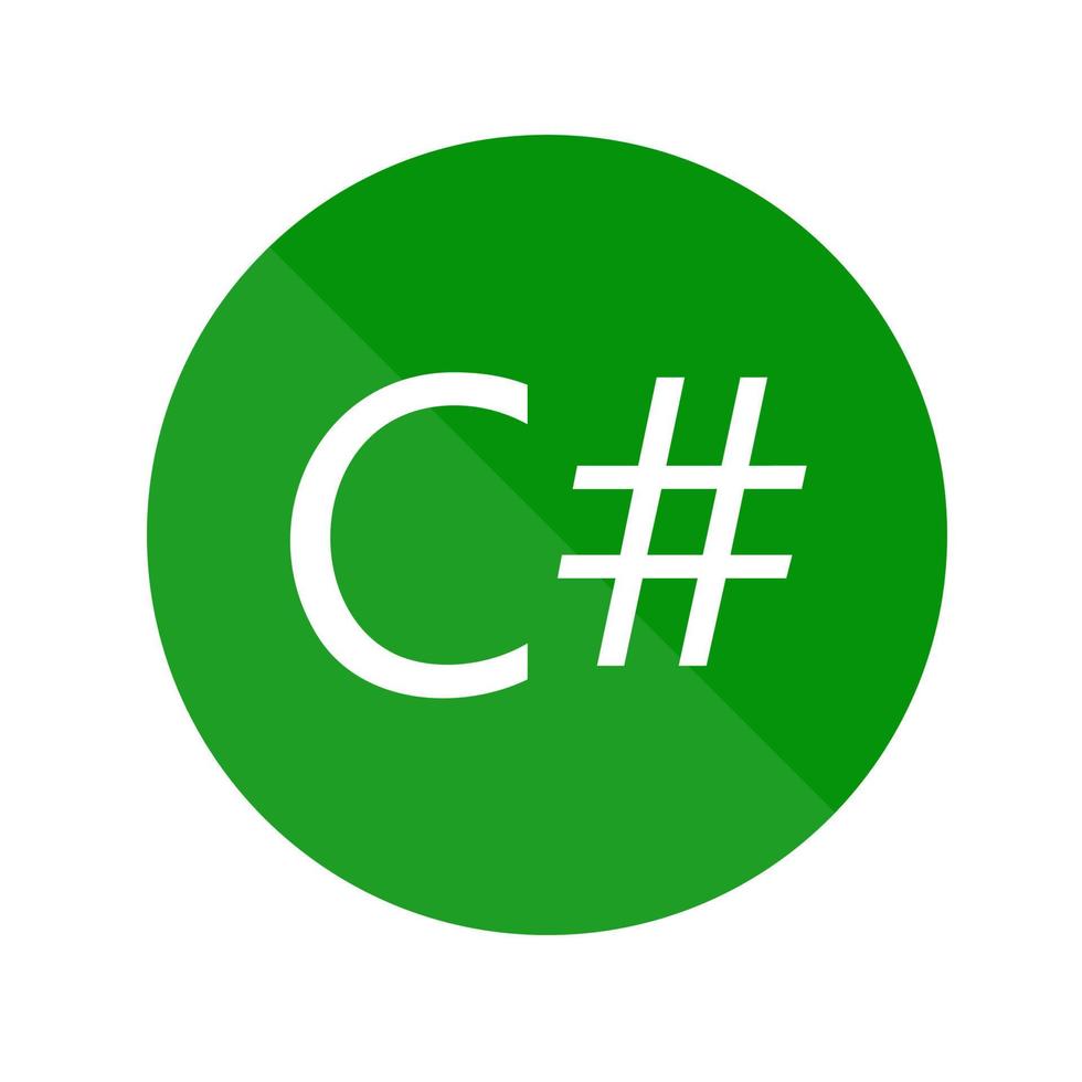 emblème du langage de programmation c sharp, année 2022. cercle vert avec la lettre c et le symbole numérique à l'intérieur. vecteur