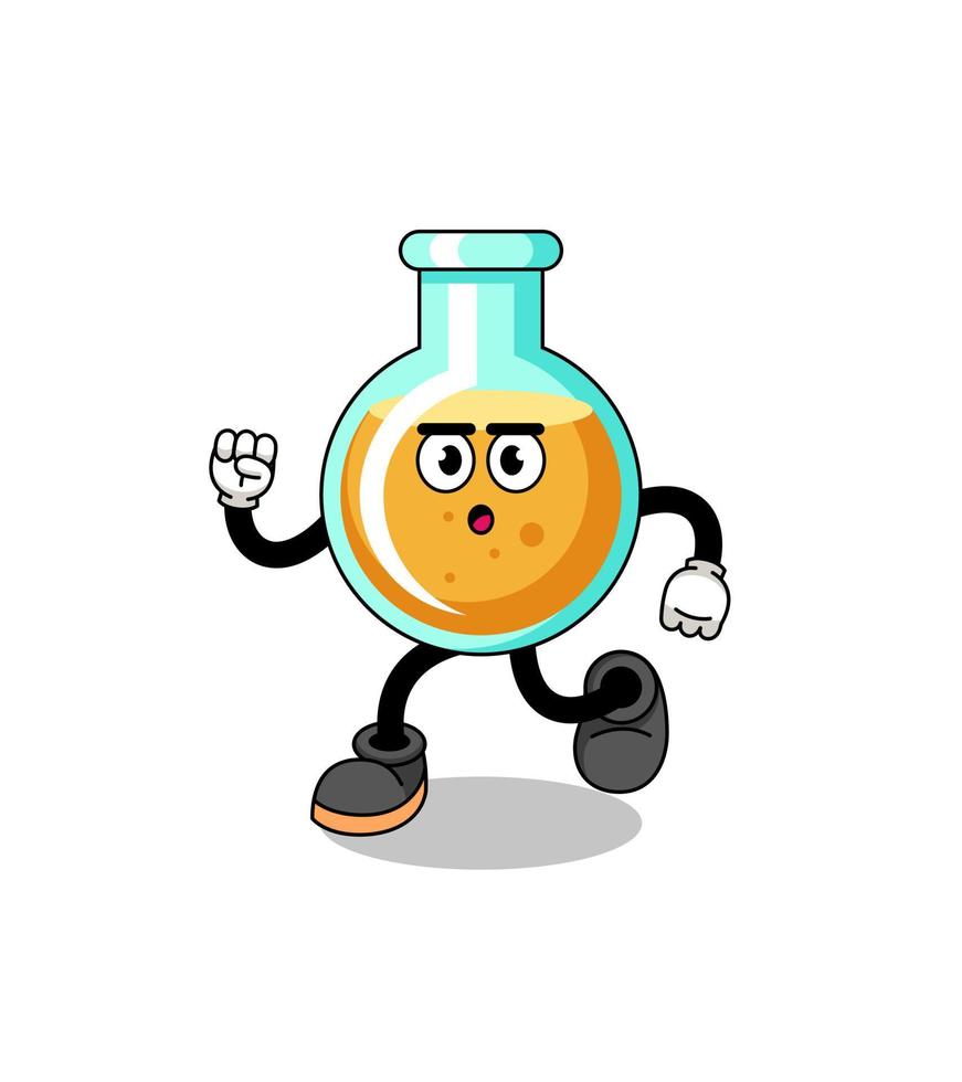 illustration de mascotte de béchers de laboratoire en cours d'exécution vecteur