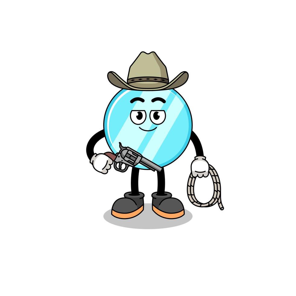 mascotte de personnage de miroir en tant que cow-boy vecteur