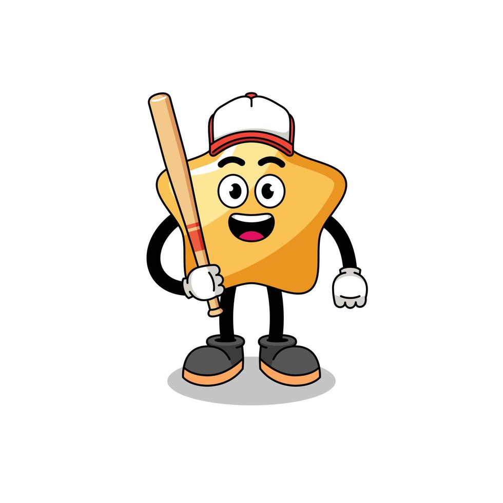 caricature de mascotte star en tant que joueur de baseball vecteur