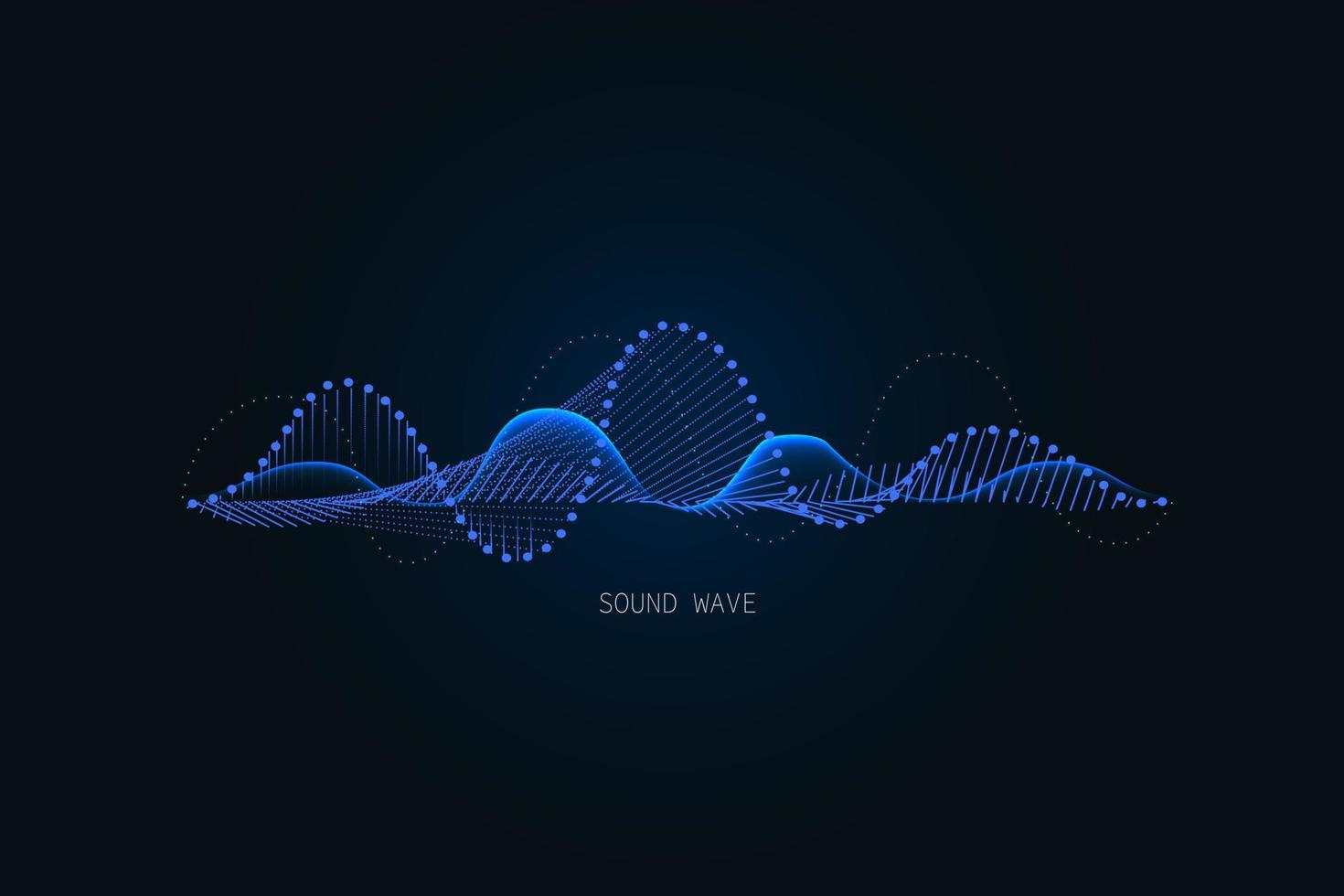 illustration d'onde sonore sur fond sombre. indicateurs d'égaliseur numérique bleu abstrait. vecteur