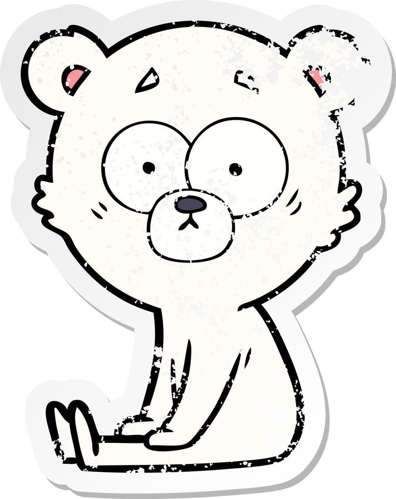 autocollant en détresse d'un dessin animé nerveux d'ours polaire vecteur