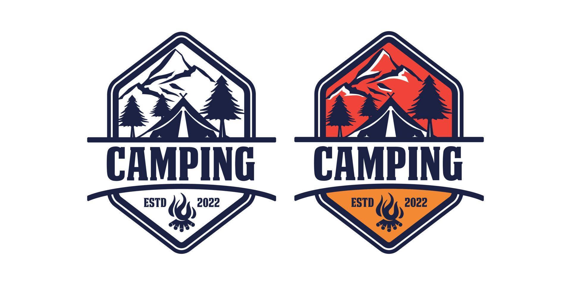 modèle de logo d'aventure de camping vintage rétro vecteur