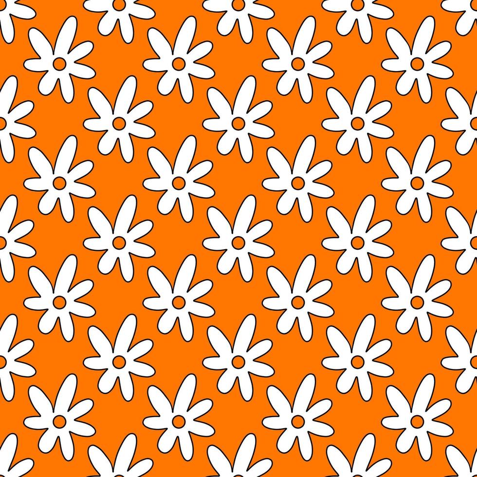 motif marguerite groovy. modèle sans couture de fleurs vintage rétro hippie dans le style des années 70-80. esthétique hippie vecteur