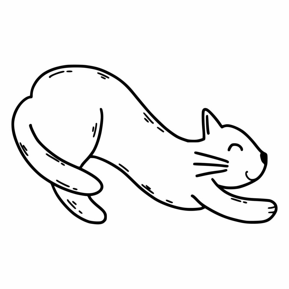 le chat mignon a arqué son dos. illustration vectorielle de griffonnage. animaux. livre de coloriage pour enfant. vecteur