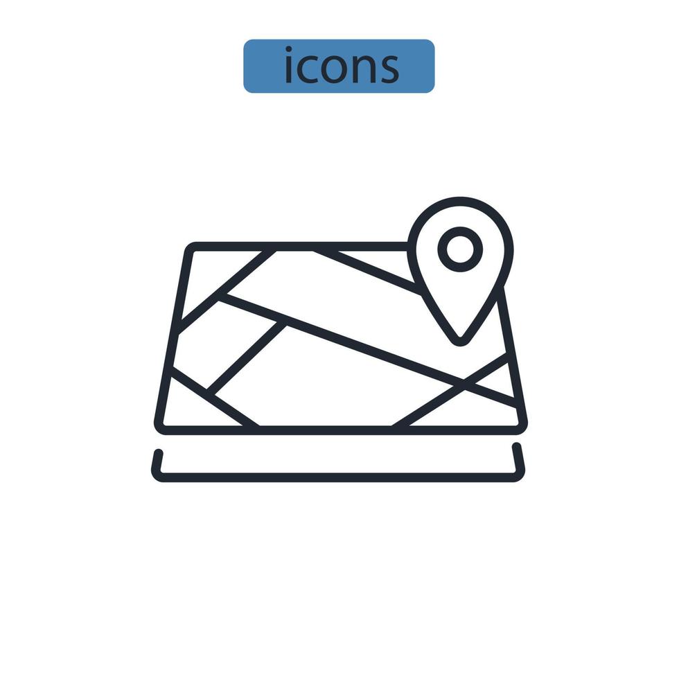 éléments de vecteur de symbole d'icônes de carte pour le web infographique