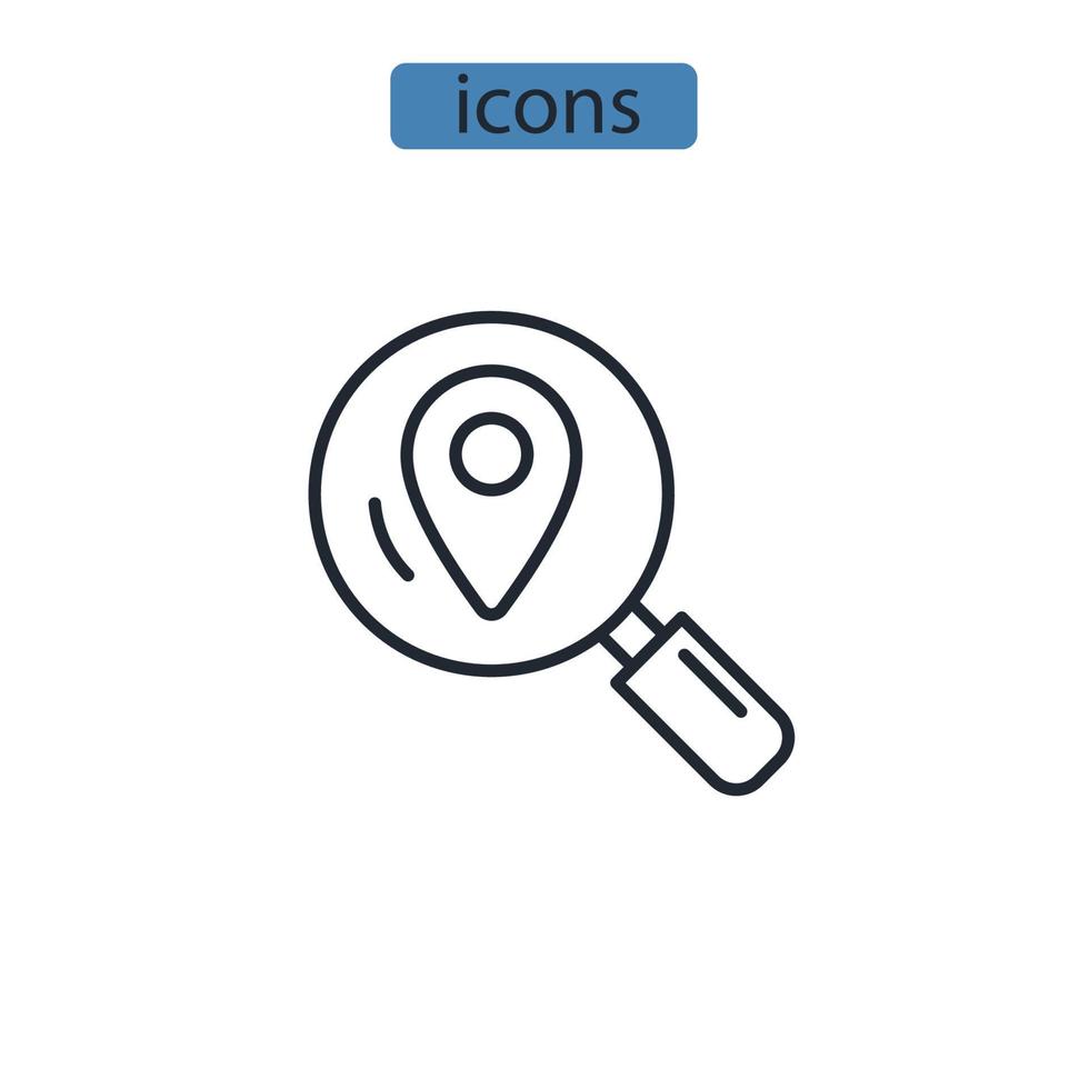 carte recherche icônes symbole vecteur éléments pour infographie web