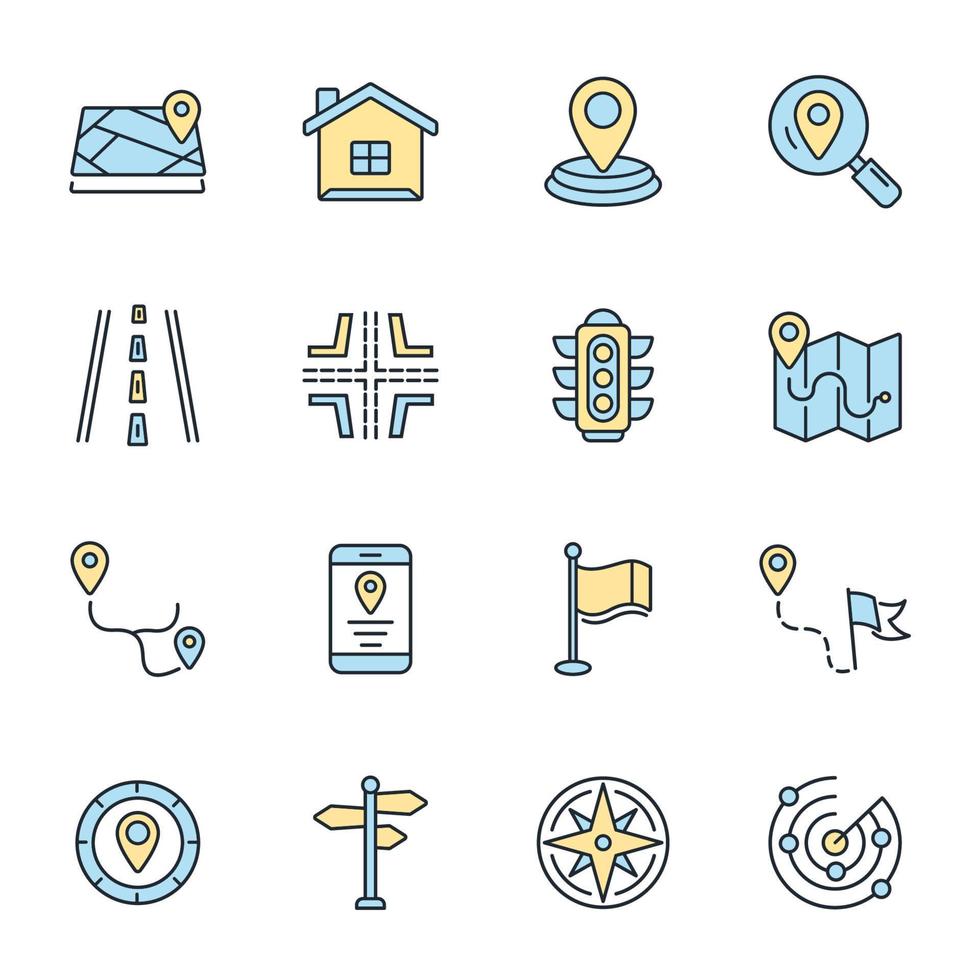 jeu d'icônes de navigation. éléments de vecteur de symbole de pack de navigation pour le web infographique